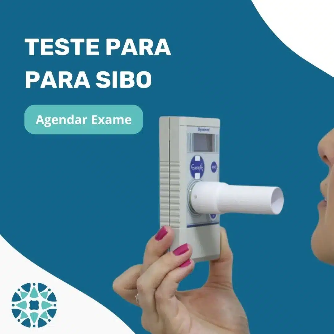 Teste para SIBO: Teste de hidrogênio expirado no Instituto Medicina em Foco, utilizado para diagnosticar SIBO, intolerância à lactose e intolerância à frutose, com equipe de gastroenterologistas especializados e exame não invasivo.